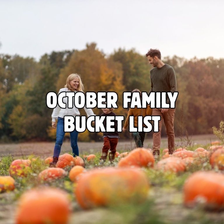 image shows a family in a pumpkin patch with blog post title