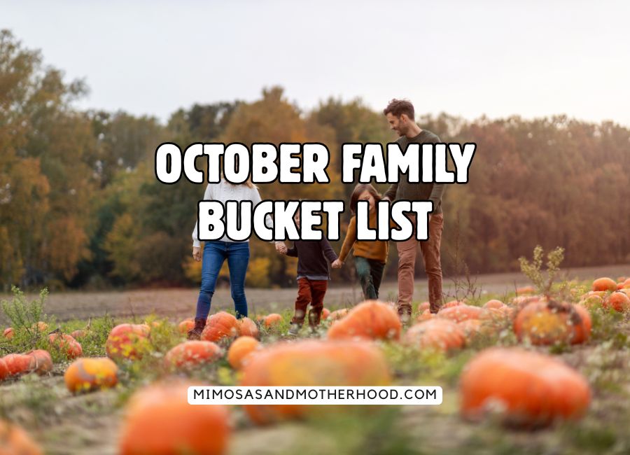 image shows a family in a pumpkin patch with blog post title