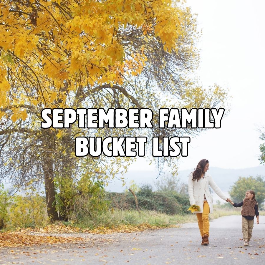 image shows a family walking outside