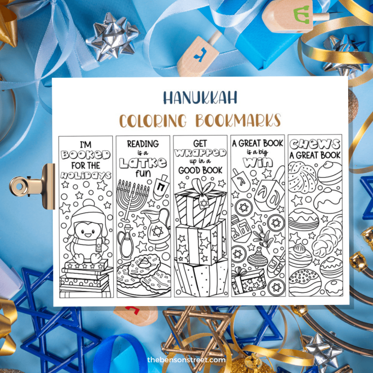Image for Free Printable Hanukkah Bookmarks to Color