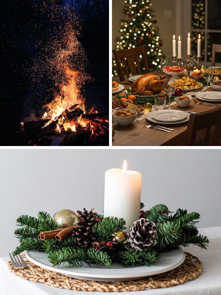 image shows some winter solstice symbols
