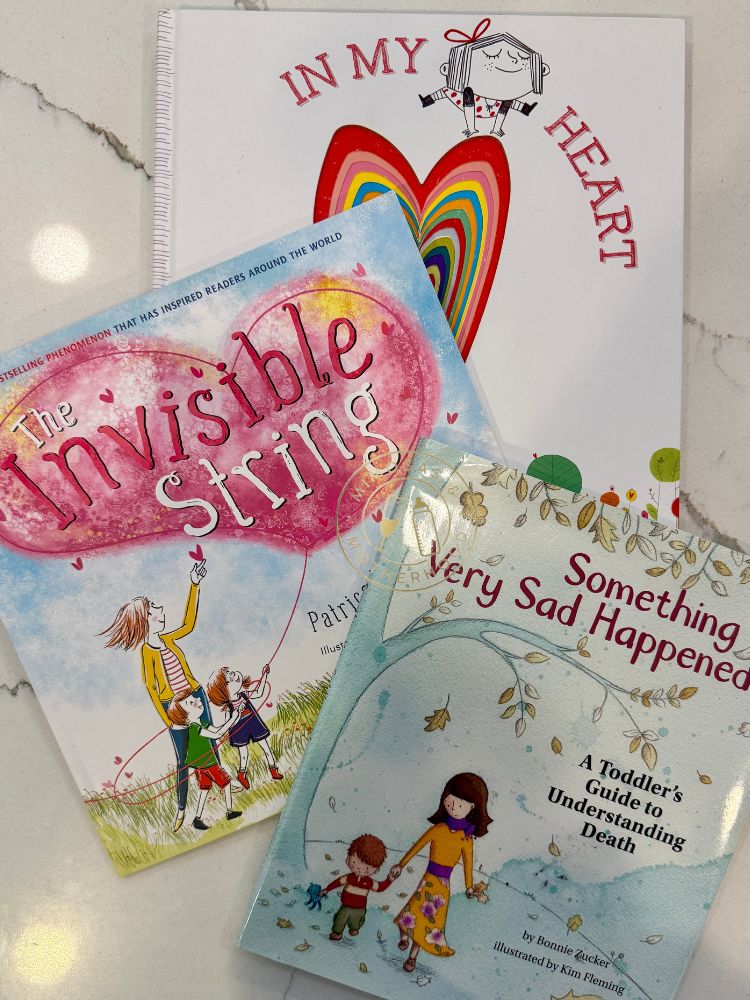Image shows 3 children's books about death, loss and emotions