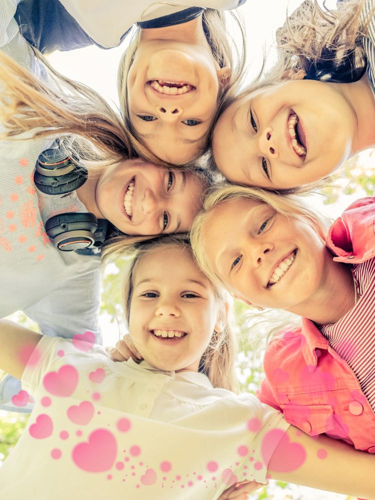 kids laughing with hearts