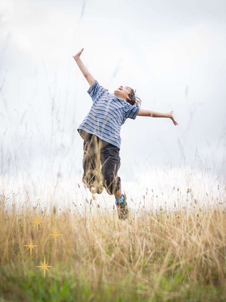 child jumping in air