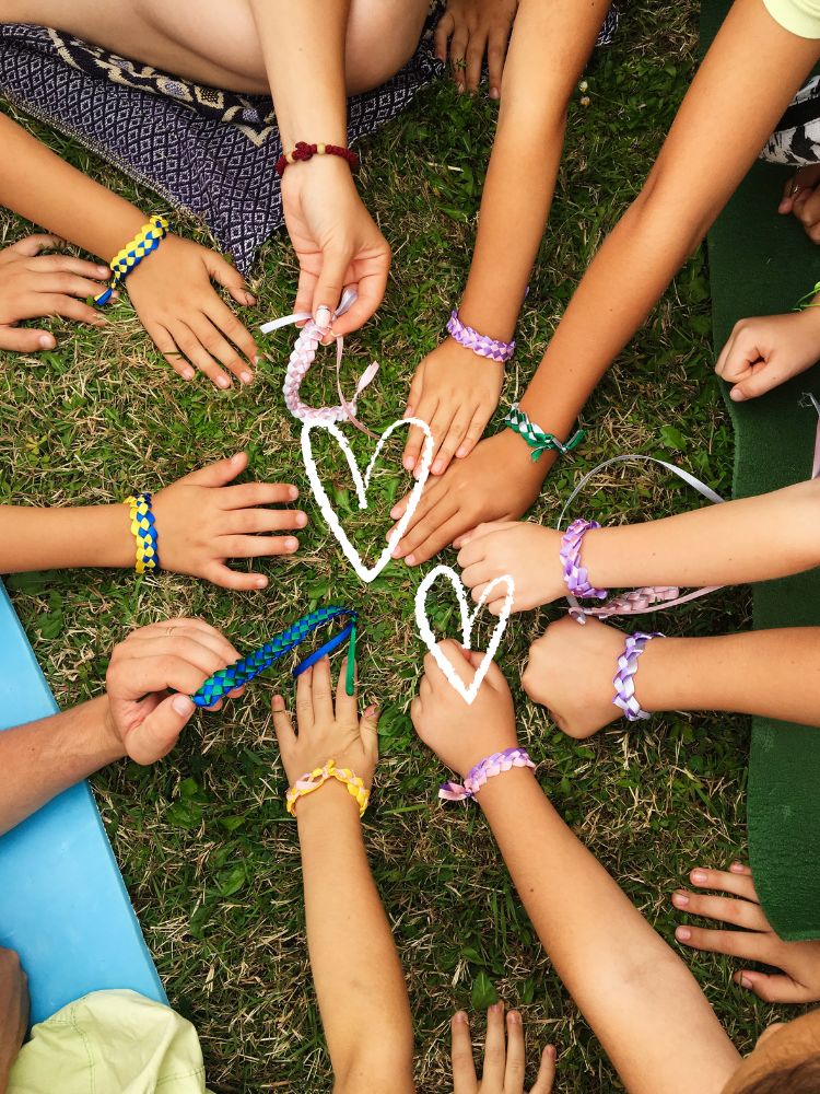 kids hands in a circle