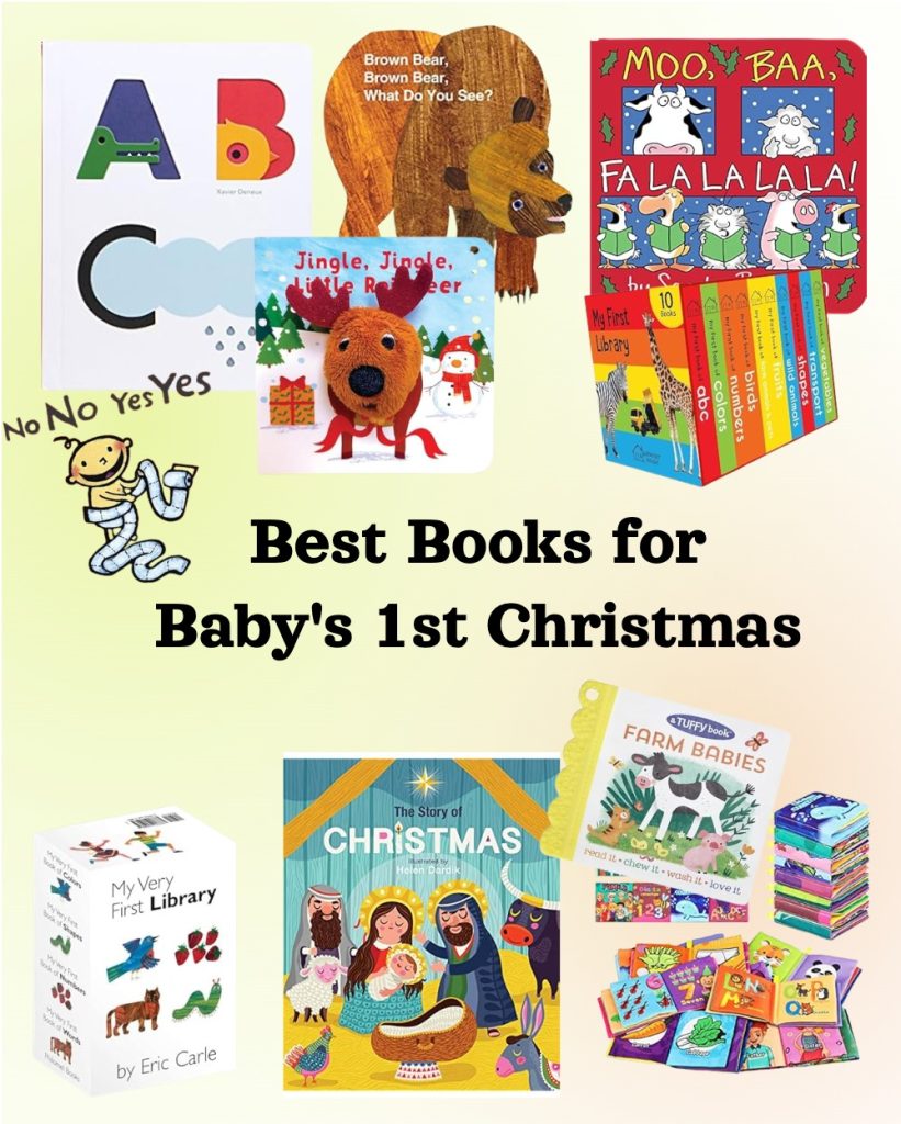image shows books that can be gifted for baby's first christmas