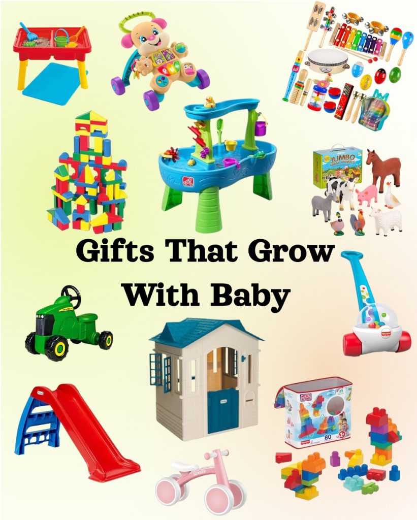 image shows gifts that grow with a baby for more than a few months