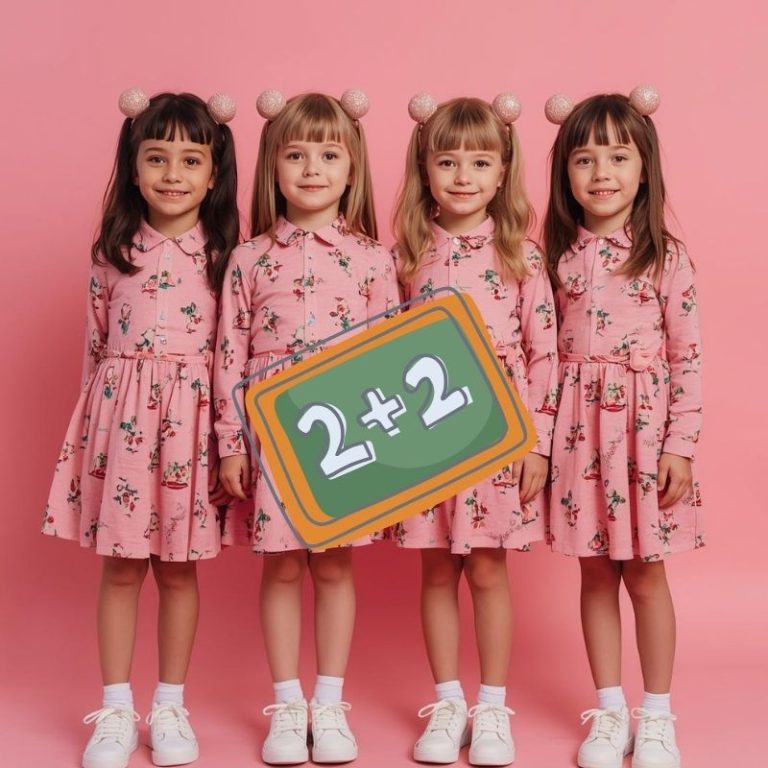 image shows girls dressed as twins