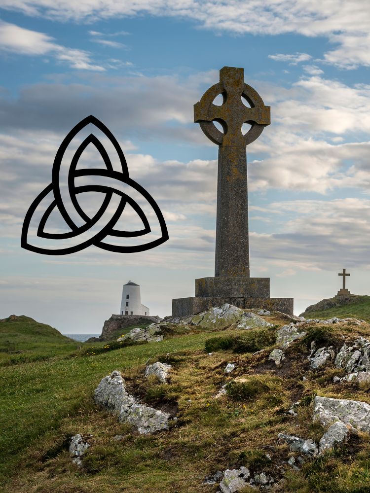 image shows the celtic cross and trinity knot