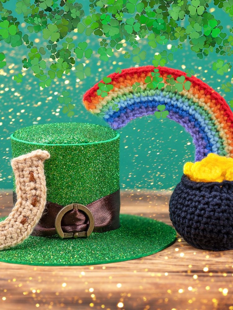 image shows multiple symbols of St. Patricks Day