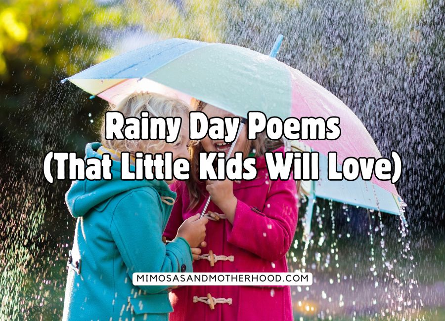 image shows kids playing in rain with title over it