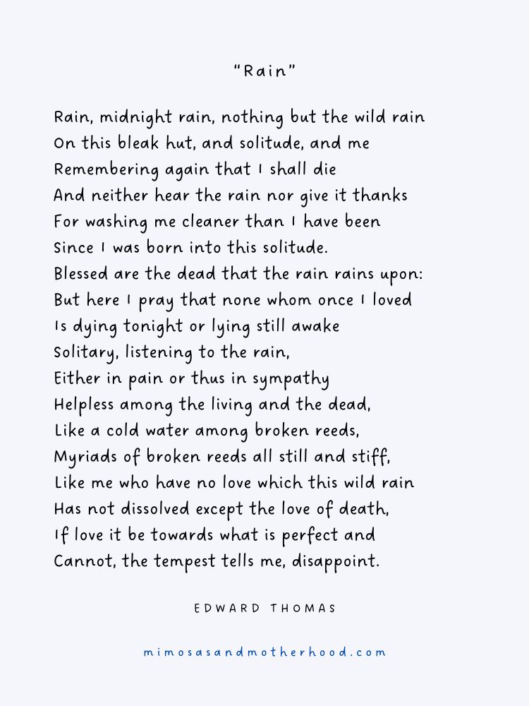 image of the poem rain by edward thomas