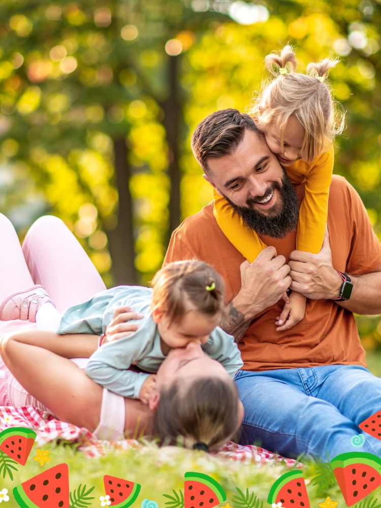 family outside during summer