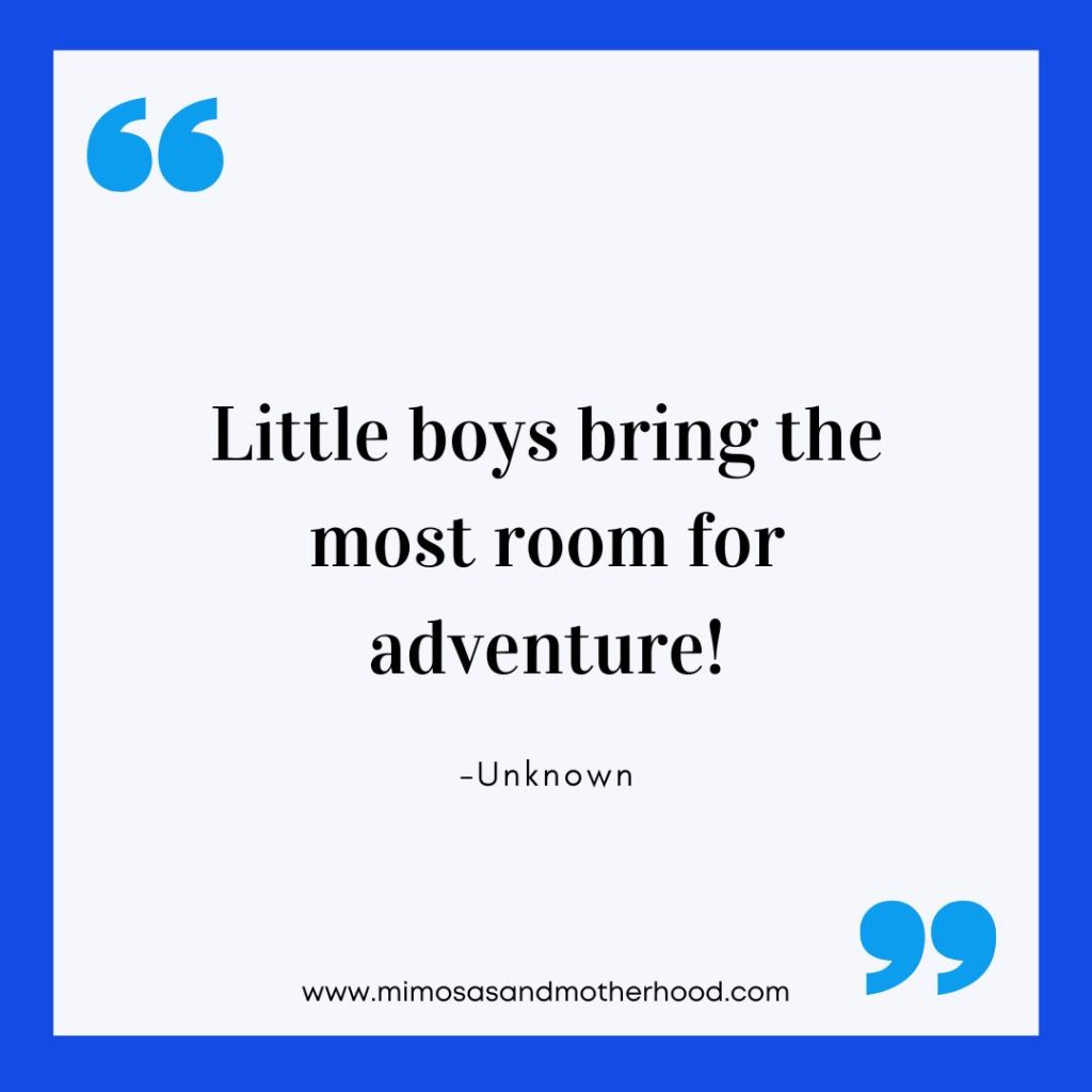 image shows a funny quote about having a little boy