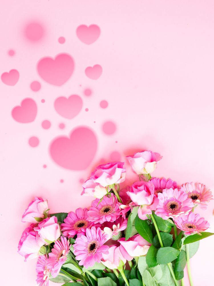 image shows flowers with hearts
