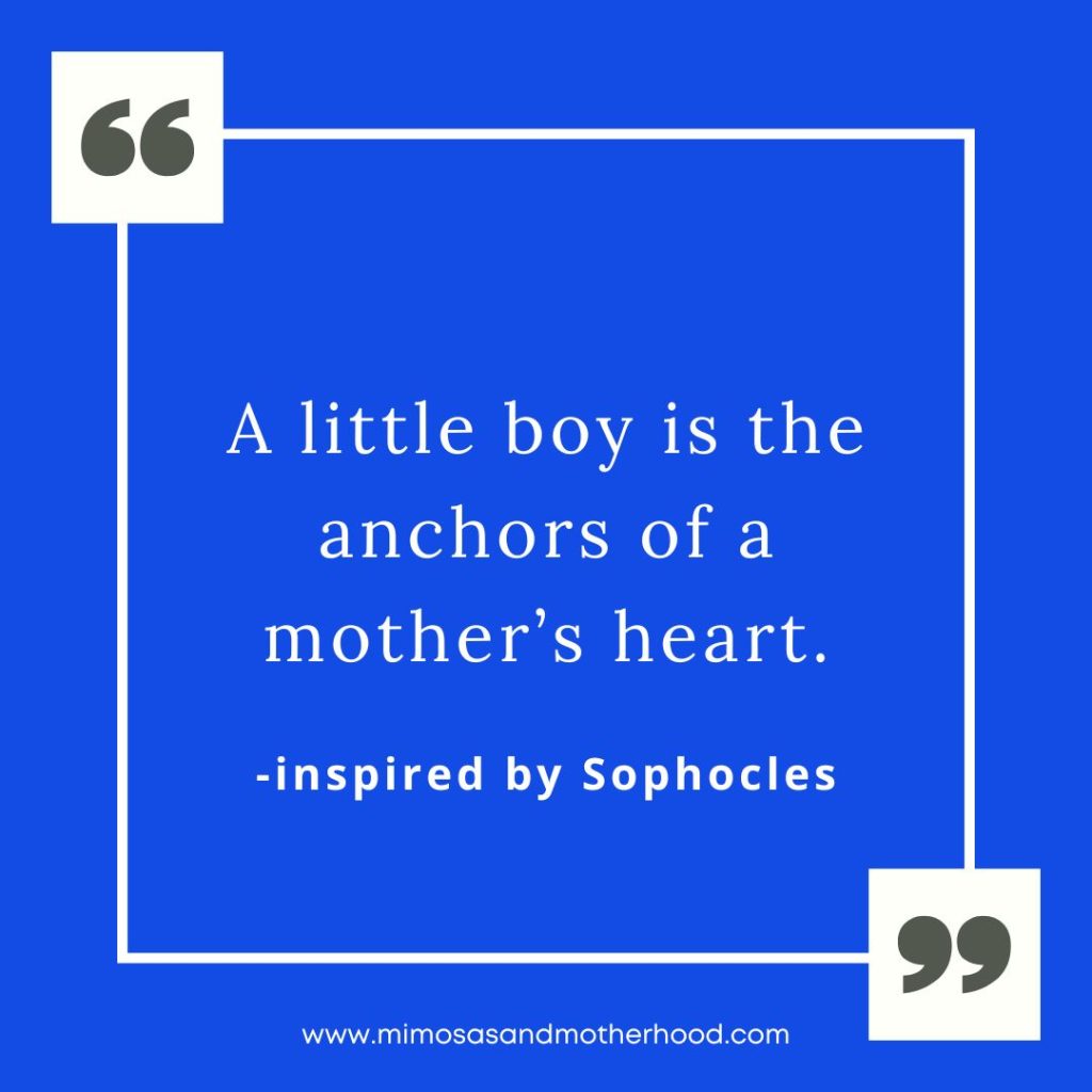 Image shows a baby boy quote