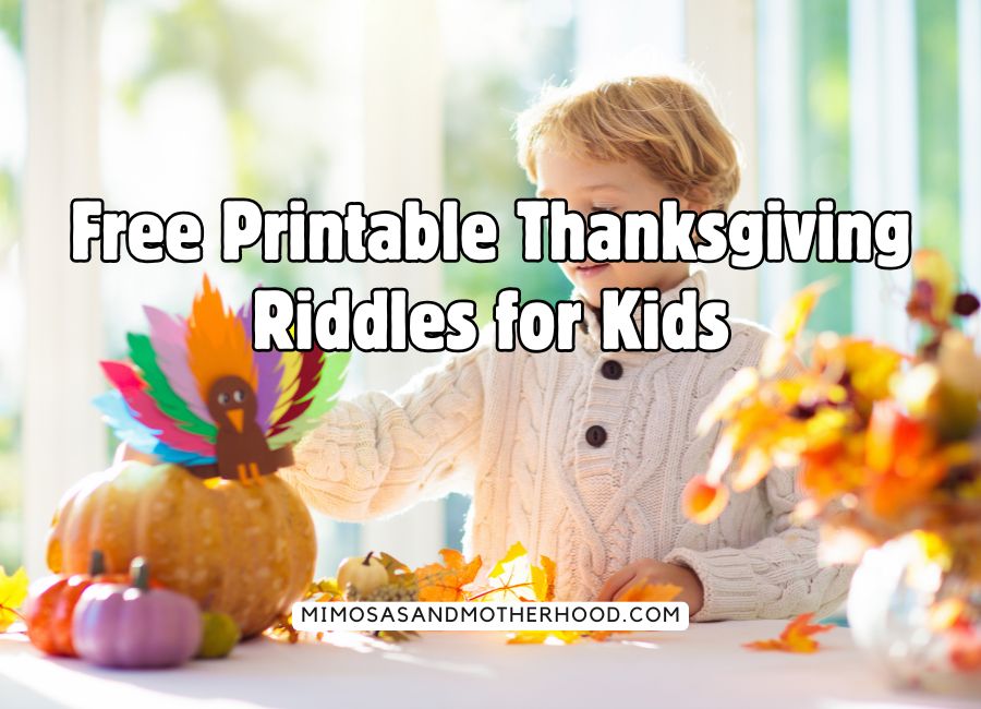 blog post title over an image of children at Thanksgiving