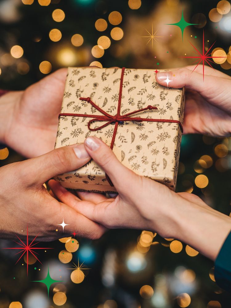 hands holding a christmas present