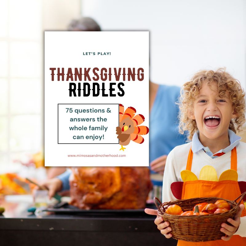 image shows the riddle cover with a child at Thanksgiving